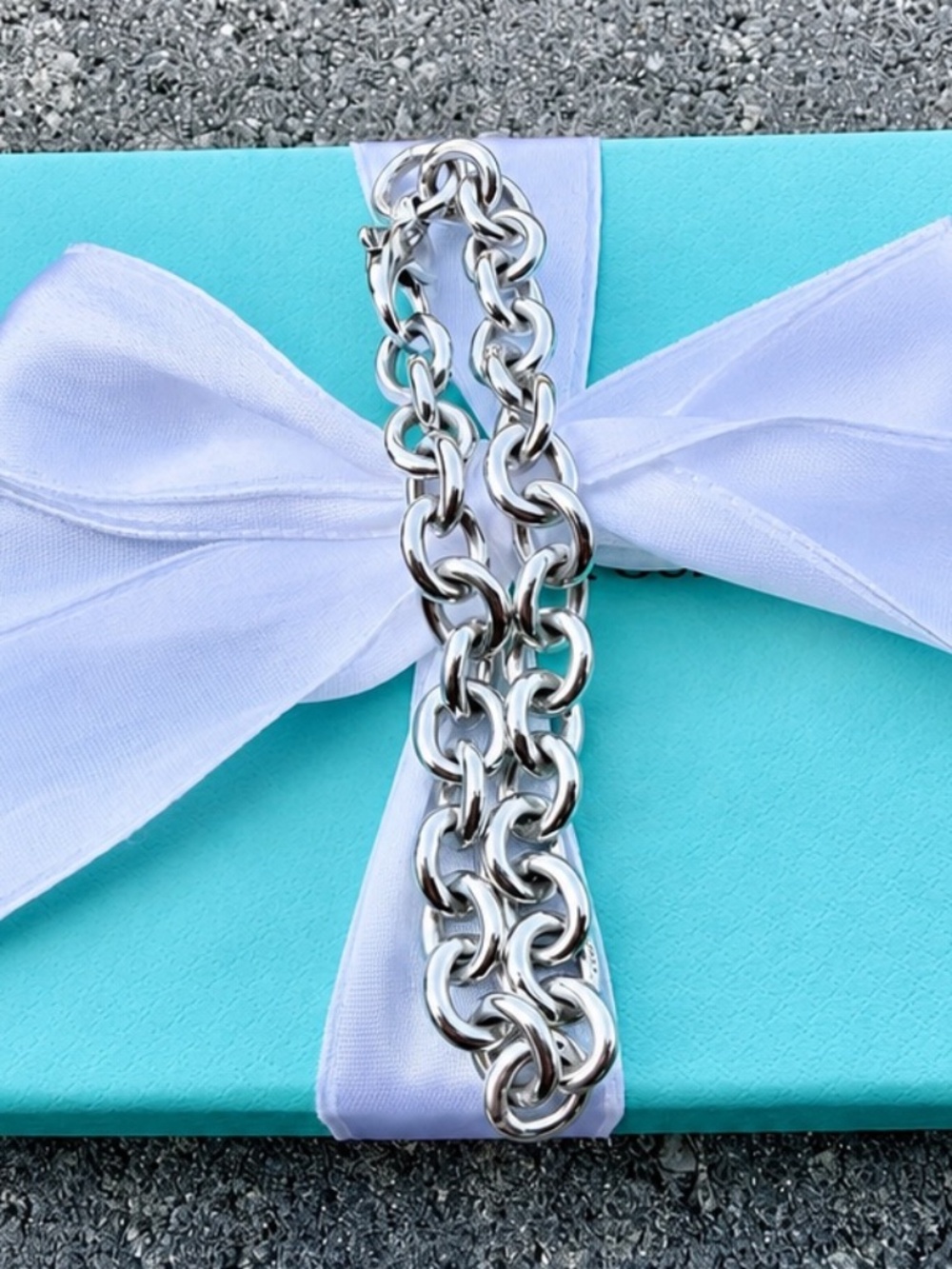 Tiffany & Co Rolo Link Chain Bracelet, Silver, 7.25 inch
